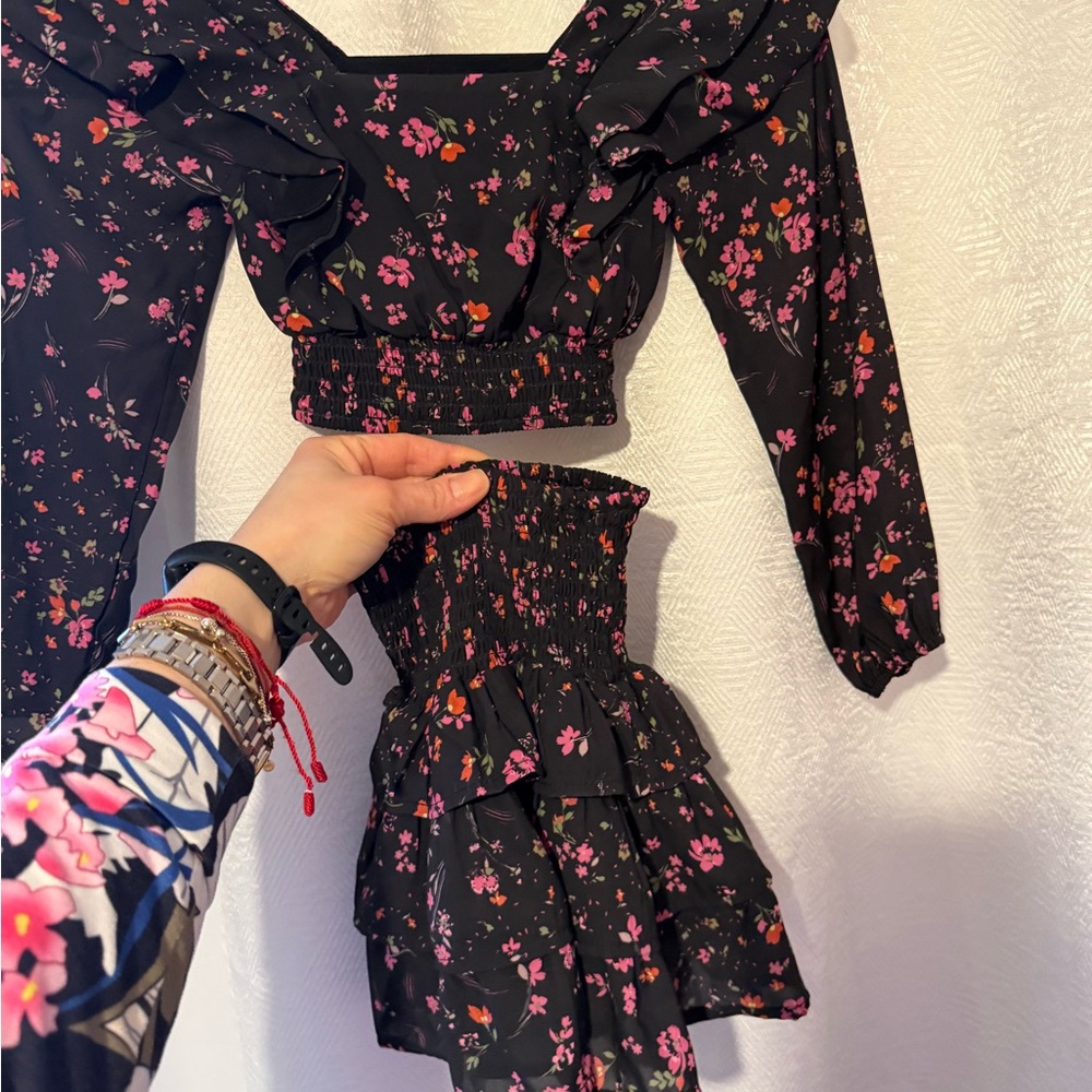 Floral Black Skirt and Top